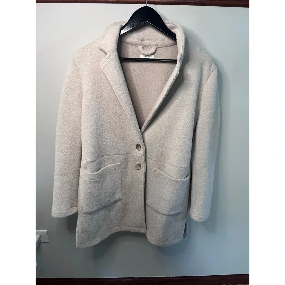 Maurices Cream Fleece Shawl Collar Cardigan Jacket with Pockets Size M